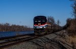 AMTK 708 leads southbound Empire Service train